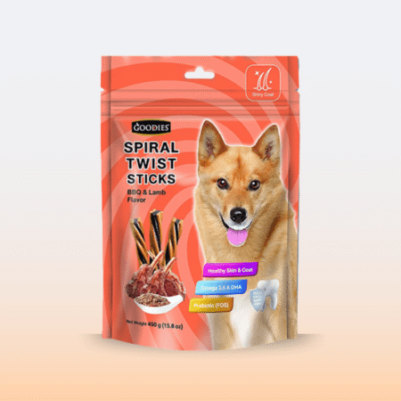 Goodies Spiral Twist Sticks Dog Treats – BBQ and Lamb Flavour 450gm