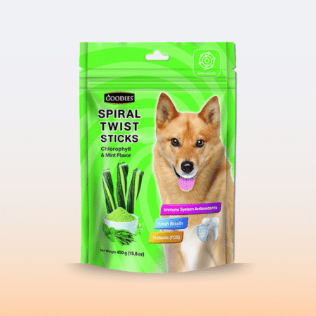 Goodies Spiral Twist Sticks Dog Treats – Chlorophyll and Mint Flavour 450gm