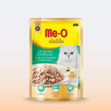 Me-O Pouch Delite Tuna Chicken Flake Jelly Cat Wet Food 70 g (Pack of 12)