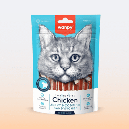 Wanpy Oven-Roasted Chicken & Codfish Jerky Sandwiches for Cats, 80g